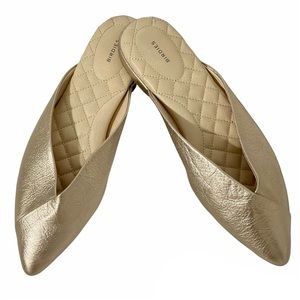 Birdies Metallic Gold Pointed Toe Flats